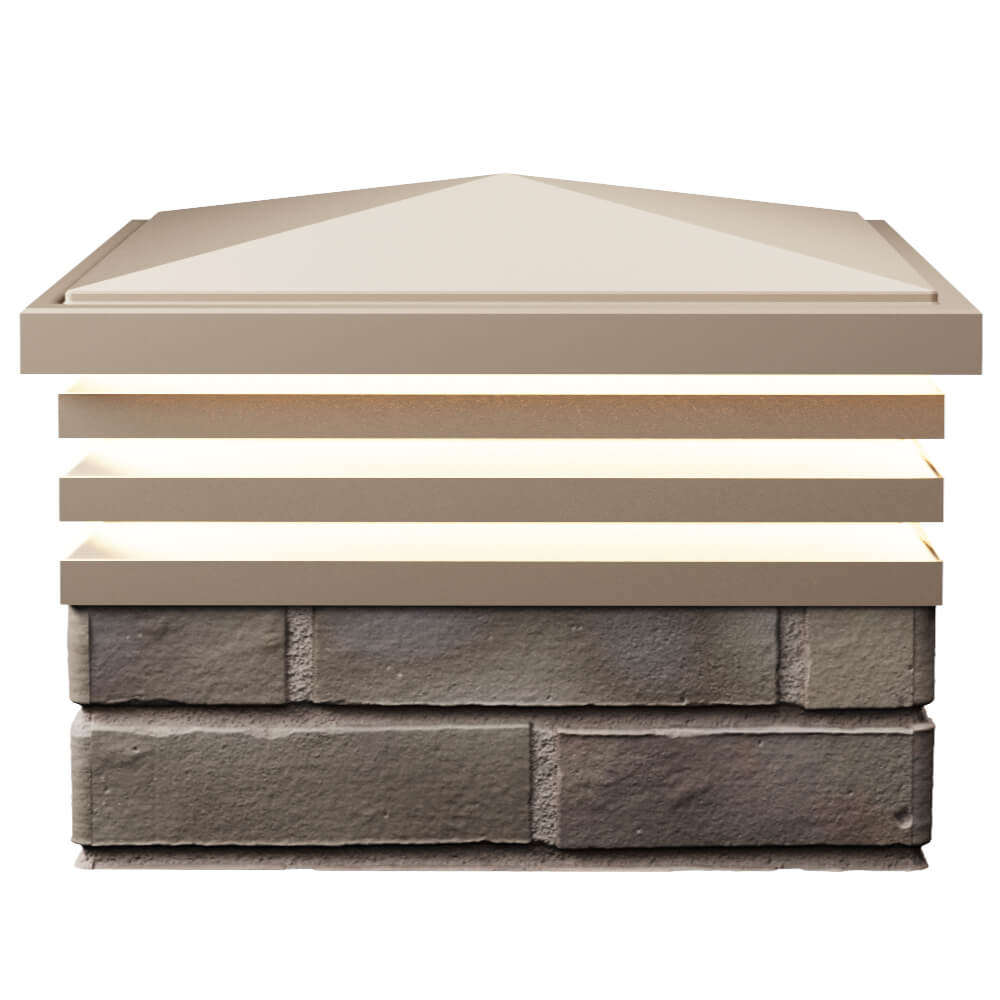 Колпак Zking Бона ХайТек Бежевый на столб 1.5х1.5 кирпича (385х385мм) с подсветкой в Чайковском фото