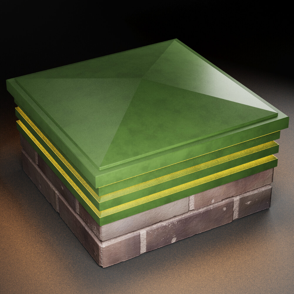 Колпак Zking Бона ХайТек Зеленый на столб 2х2 кирпича (513х513мм) с подсветкой в Чайковском фото