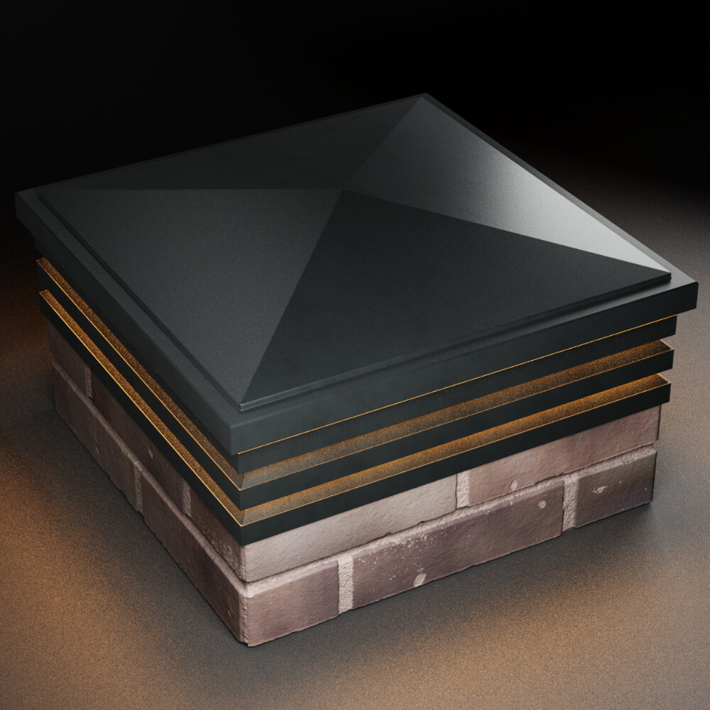 Колпак Zking Бона ХайТек Черный на столб 2х2 кирпича (513х513мм) с подсветкой в Чайковском фото