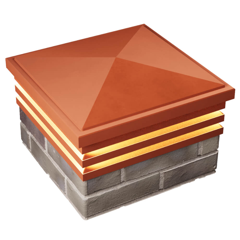 Колпак Zking Бона ХайТек Красный на столб 1.5х1.5 кирпича (385х385мм) с подсветкой в Чайковском фото