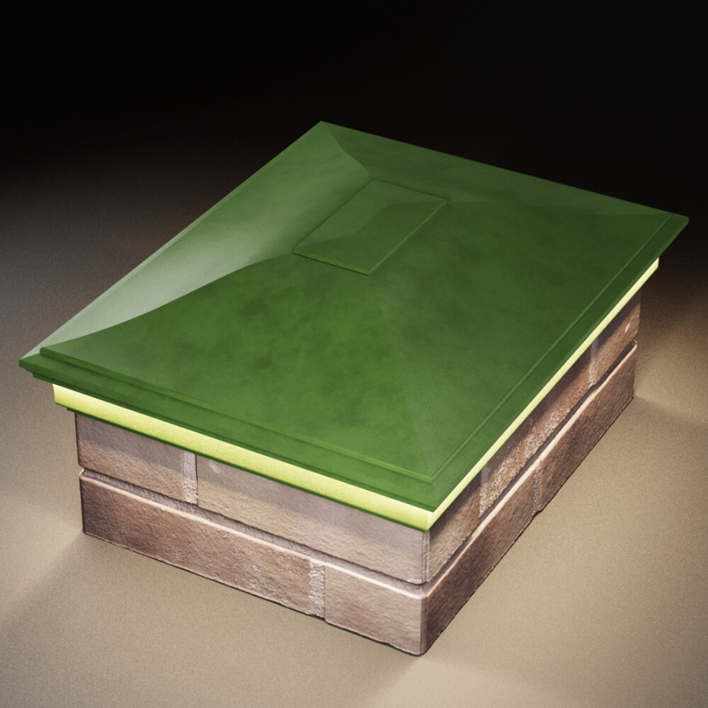 Колпак Zking Монблан Зеленый на столб 2х1.5 кирпича (515х385мм) c подсветкой в Чайковском фото