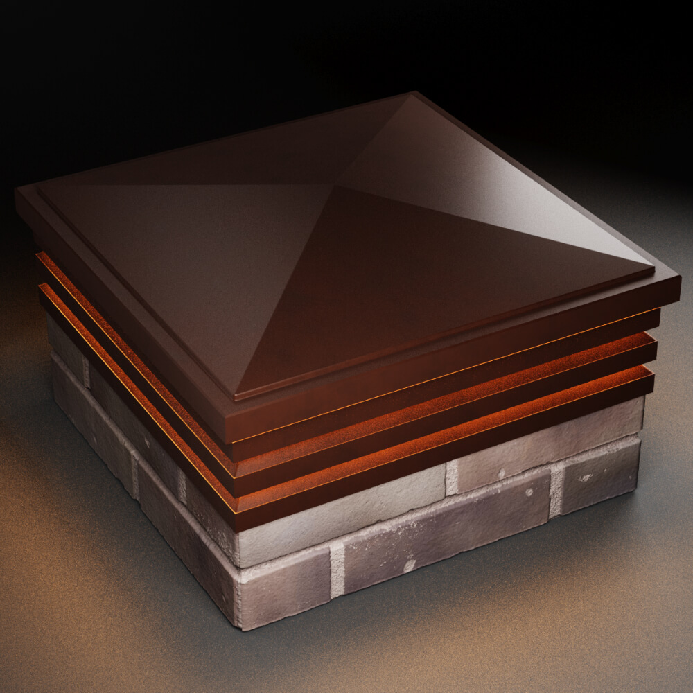 Колпак Zking Бона ХайТек Коричневый на столб 2х2 кирпича (513х513мм) с подсветкой в Чайковском фото