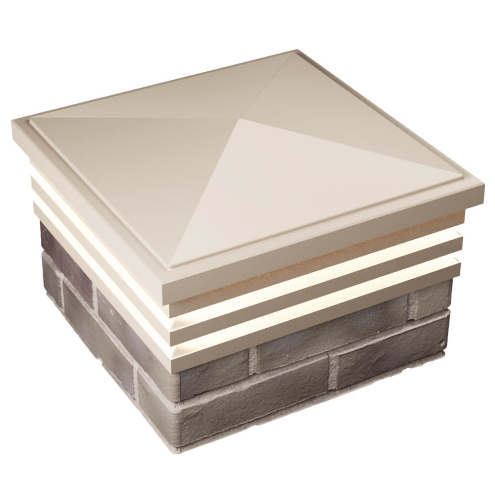 Колпак Zking Бона ХайТек Бежевый на столб 1.5х1.5 кирпича (385х385мм) с подсветкой в Чайковском фото