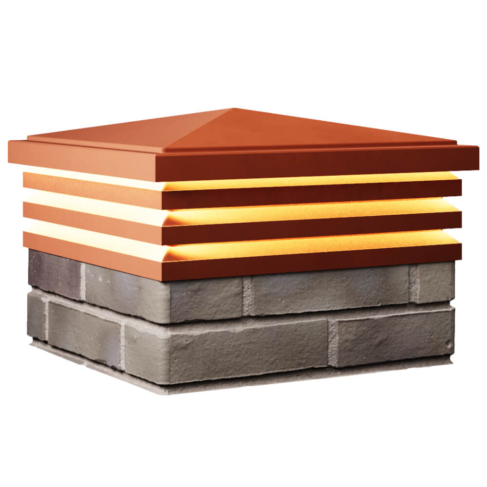 Колпак Zking Бона ХайТек Красный на столб 1.5х1.5 кирпича (385х385мм) с подсветкой в Чайковском фото