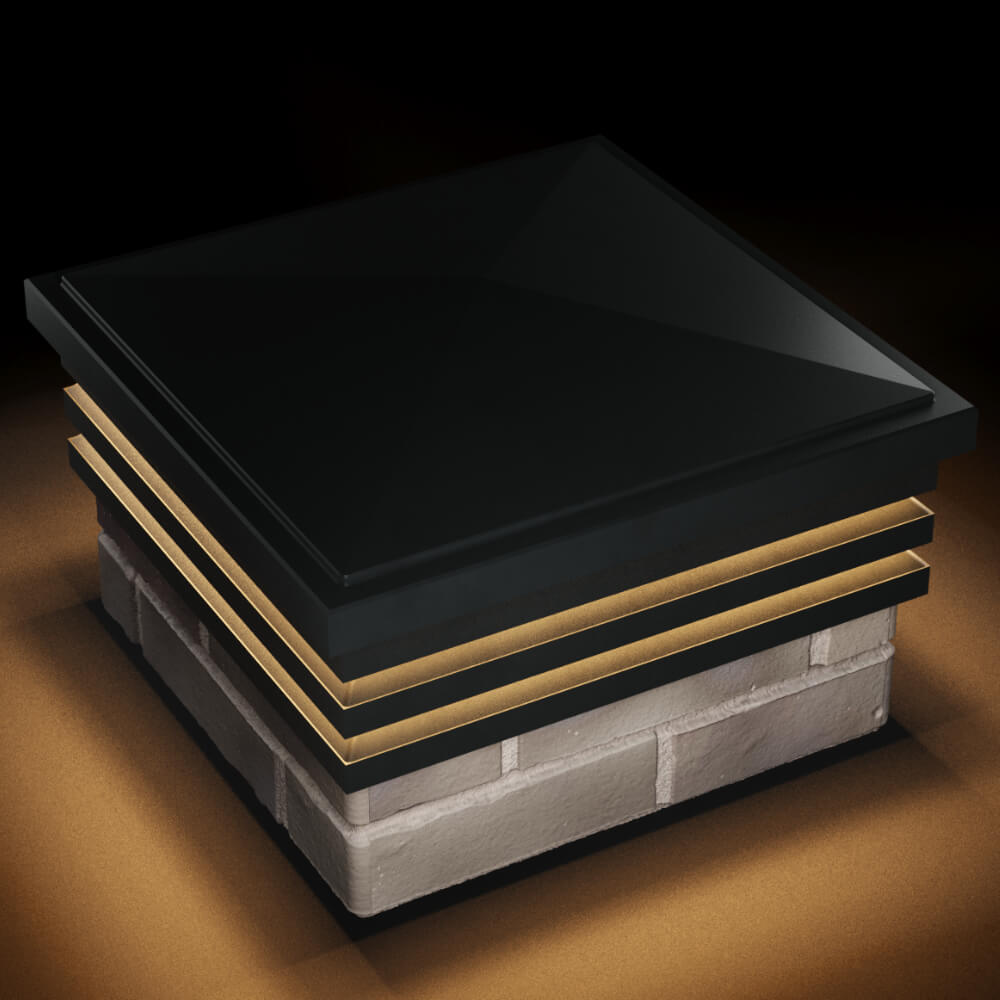 Колпак Zking Бона ХайТек Черный на столб 1.5х1.5 кирпича (385х385мм) с подсветкой в Чайковском фото