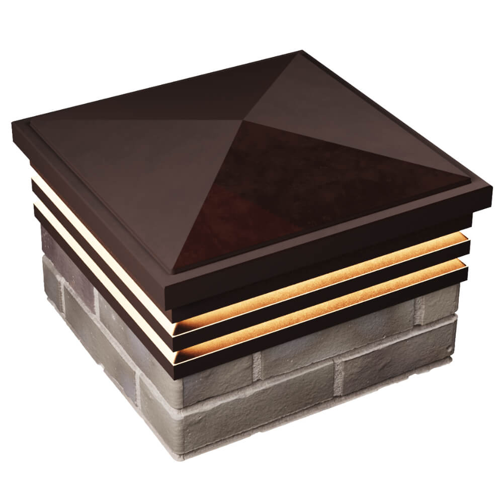 Колпак Zking Бона ХайТек Коричневый на столб 1.5х1.5 кирпича (385х385мм) с подсветкой в Чайковском фото