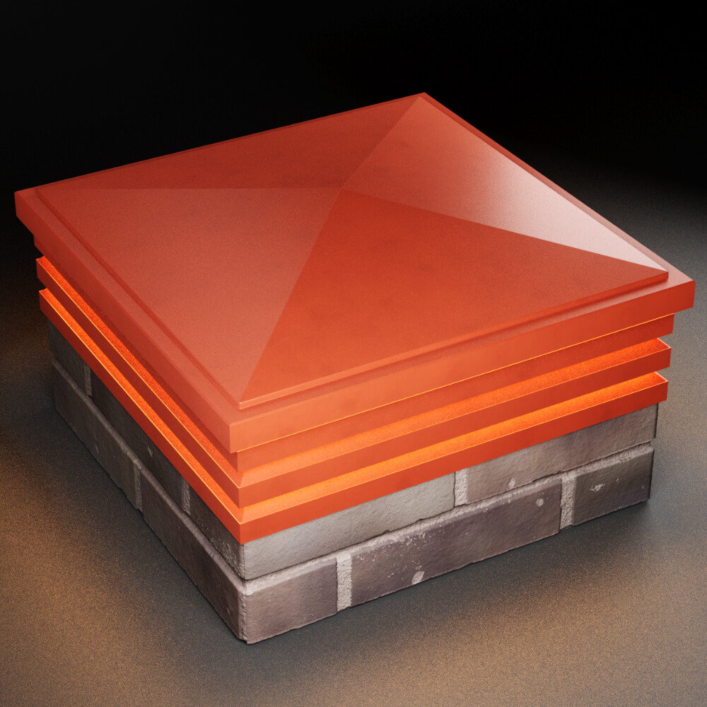 Колпак Zking Бона ХайТек Красный на столб 2х2 кирпича (513х513мм) с подсветкой в Чайковском фото