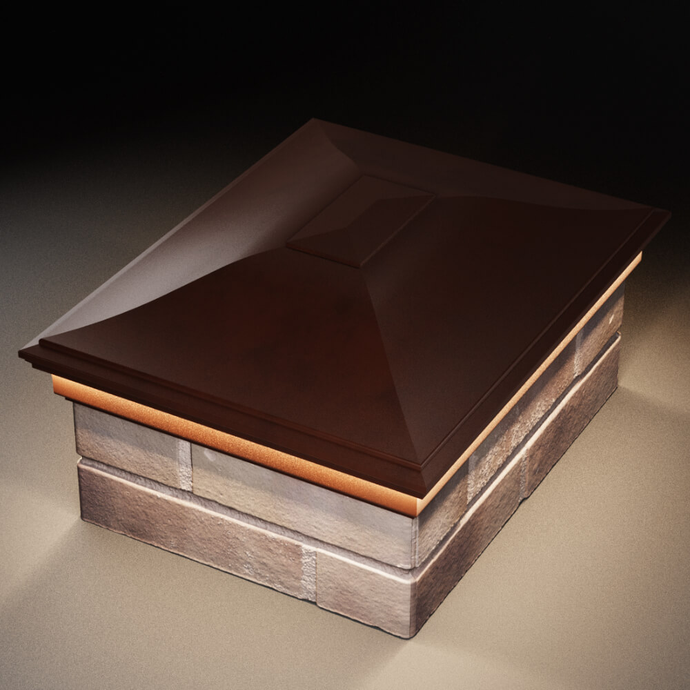 Колпак Zking Монблан Коричневый на столб 2х1.5 кирпича (515х385мм) c подсветкой в Чайковском фото