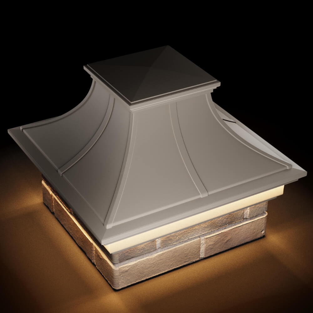 Колпак Zking Монблан Премиум Бежевый на столб 1.5х1.5 кирпича (385х385мм) с подсветкой в Чайковском фото