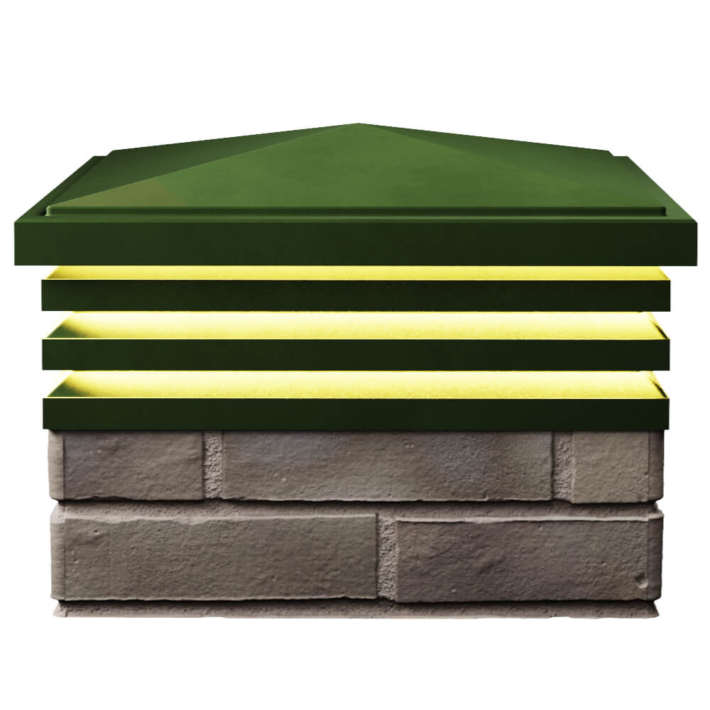 Колпак Zking Бона ХайТек Зеленый на столб 1.5х1.5 кирпича (385х385мм) с подсветкой в Чайковском фото