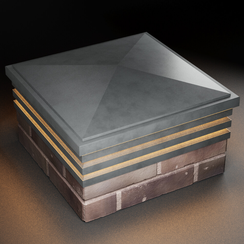 Колпак Zking Бона ХайТек Серый на столб 2х2 кирпича (513х513мм) с подсветкой в Чайковском фото