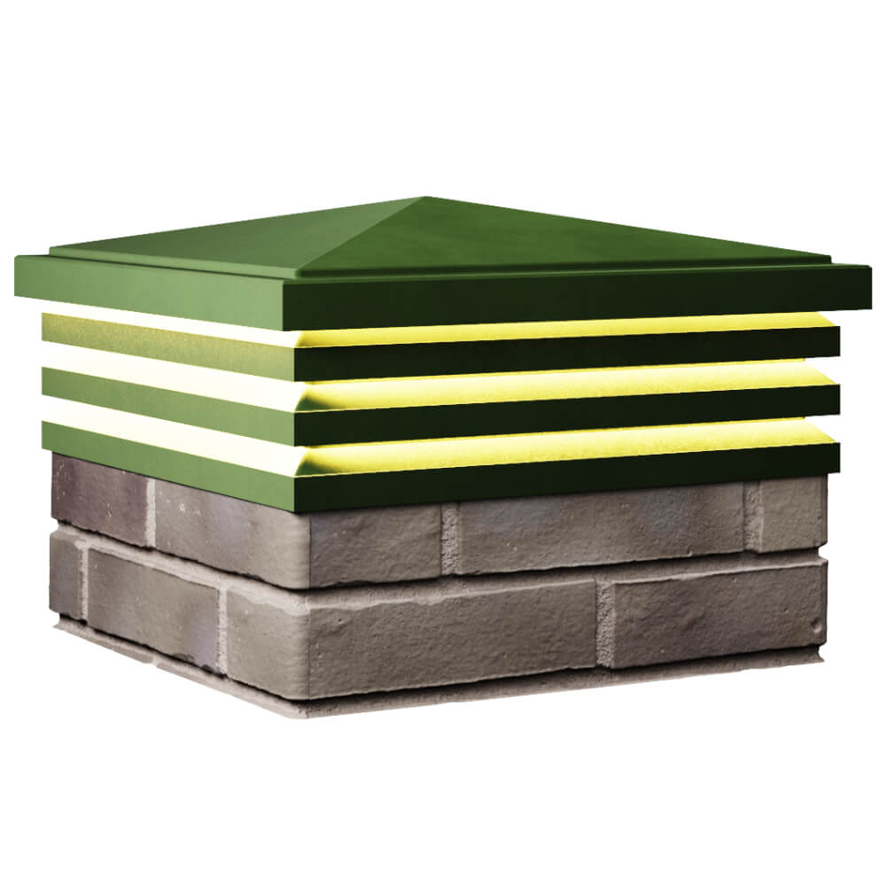 Колпак Zking Бона ХайТек Зеленый на столб 1.5х1.5 кирпича (385х385мм) с подсветкой в Чайковском фото