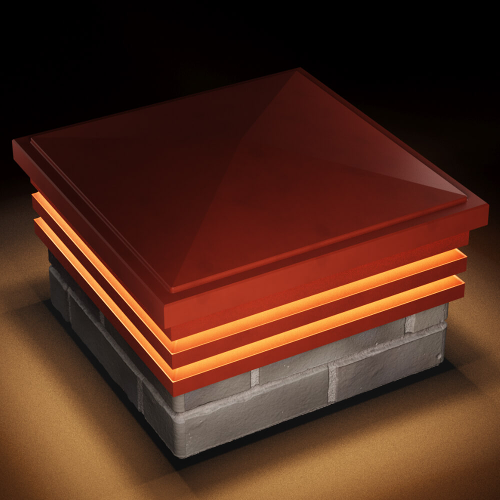 Колпак Zking Бона ХайТек Красный на столб 1.5х1.5 кирпича (385х385мм) с подсветкой в Чайковском фото