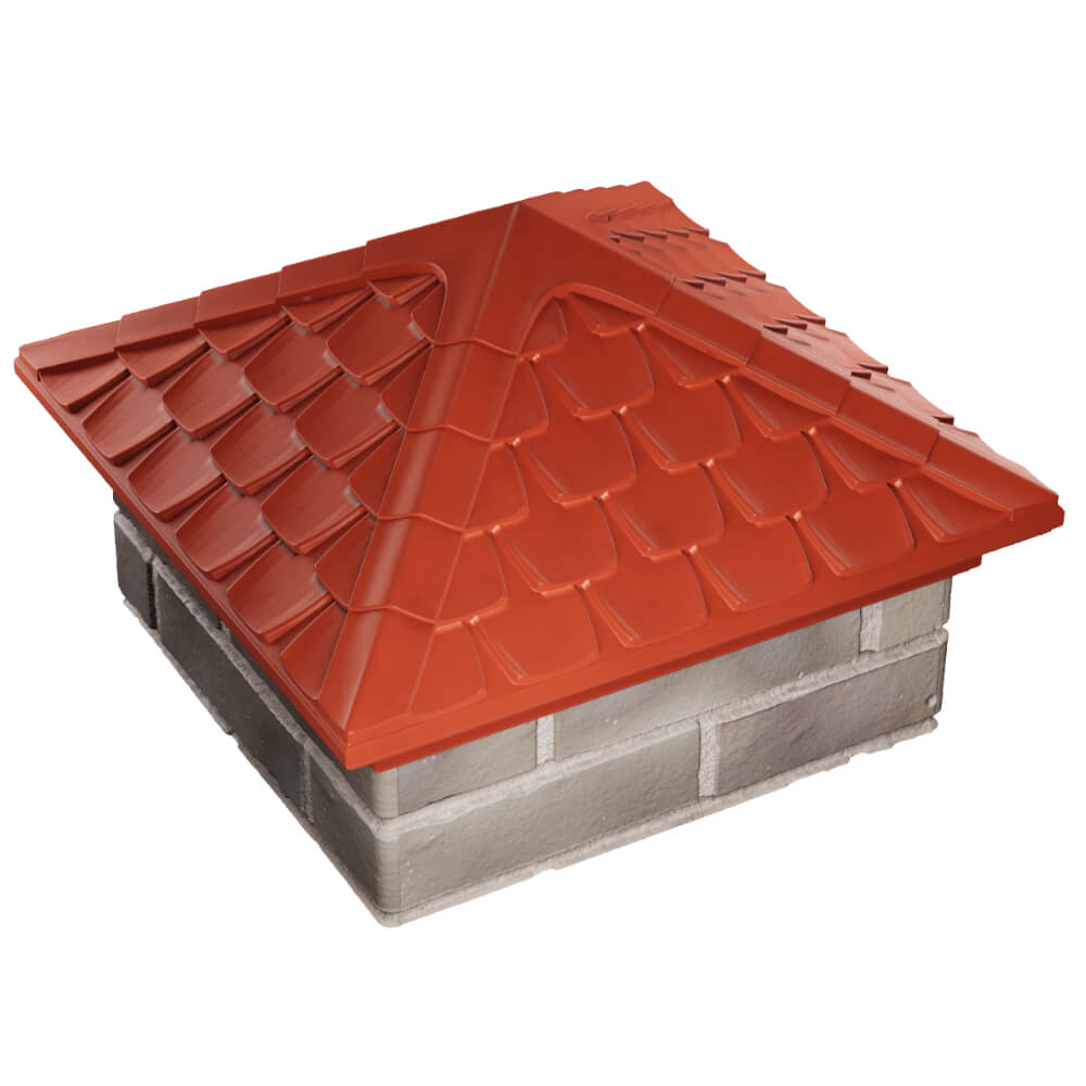 Колпак Zking Эльбрус Красный на столб 1.5х1.5 кирпича (385х385мм) в Чайковском фото