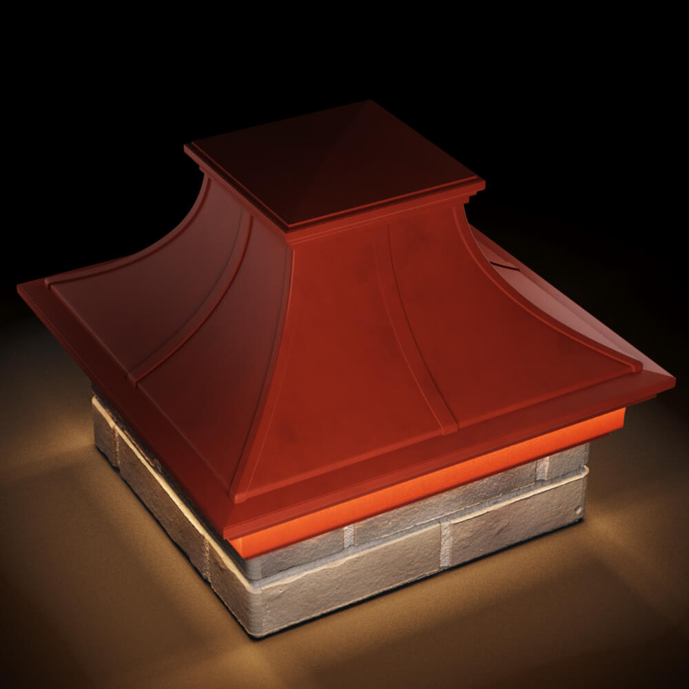 Колпак Zking Монблан Премиум Красный на столб 1.5х1.5 кирпича (385х385мм) с подсветкой в Чайковском фото