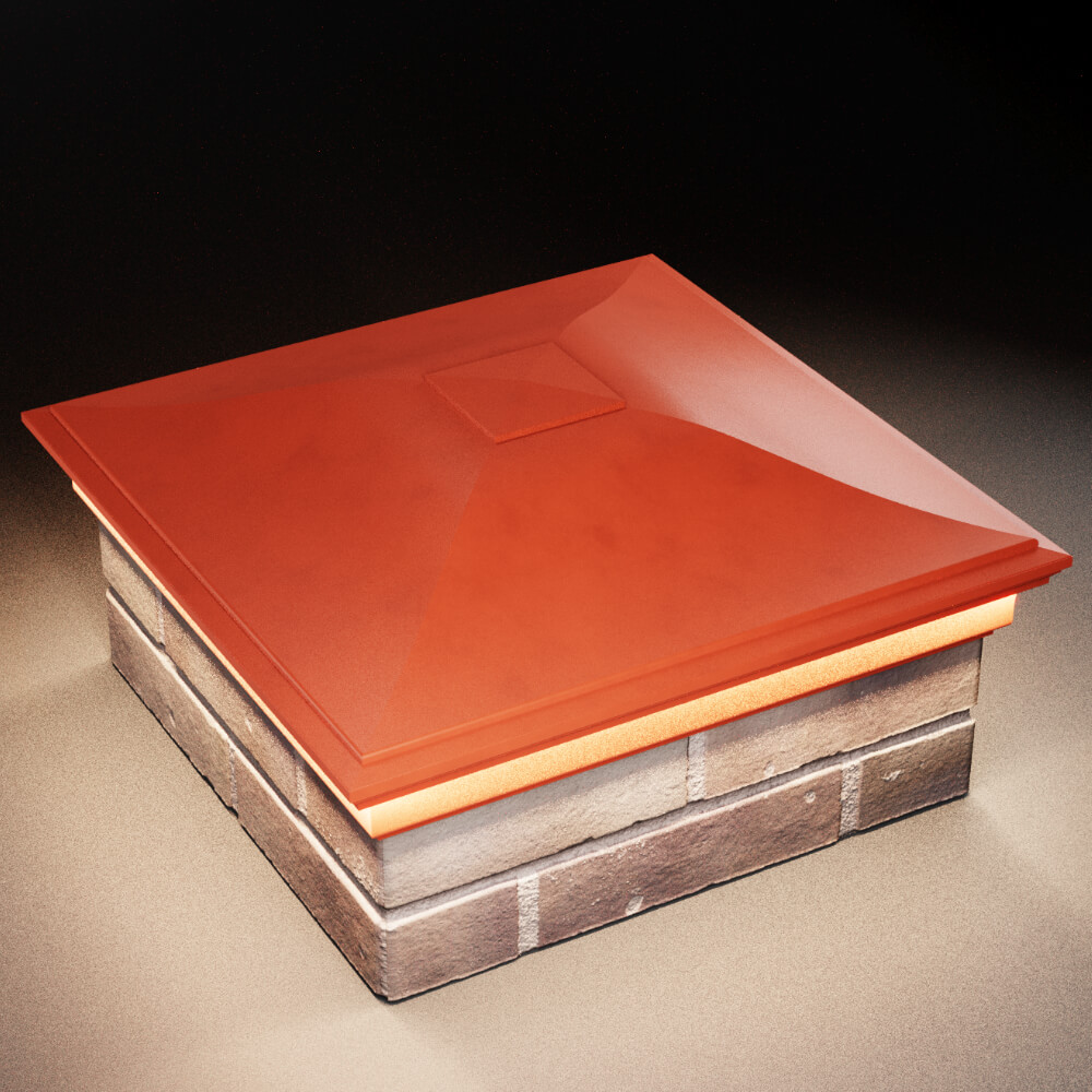 Колпак Zking Монблан Красный на столб 2х2 кирпича (515х515мм) c подсветкой в Чайковском фото