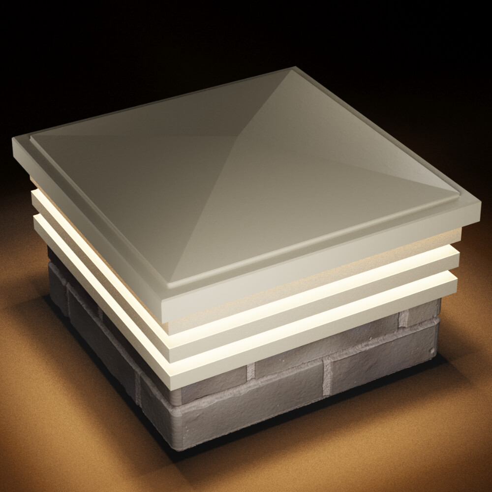 Колпак Zking Бона ХайТек Бежевый на столб 1.5х1.5 кирпича (385х385мм) с подсветкой в Чайковском фото