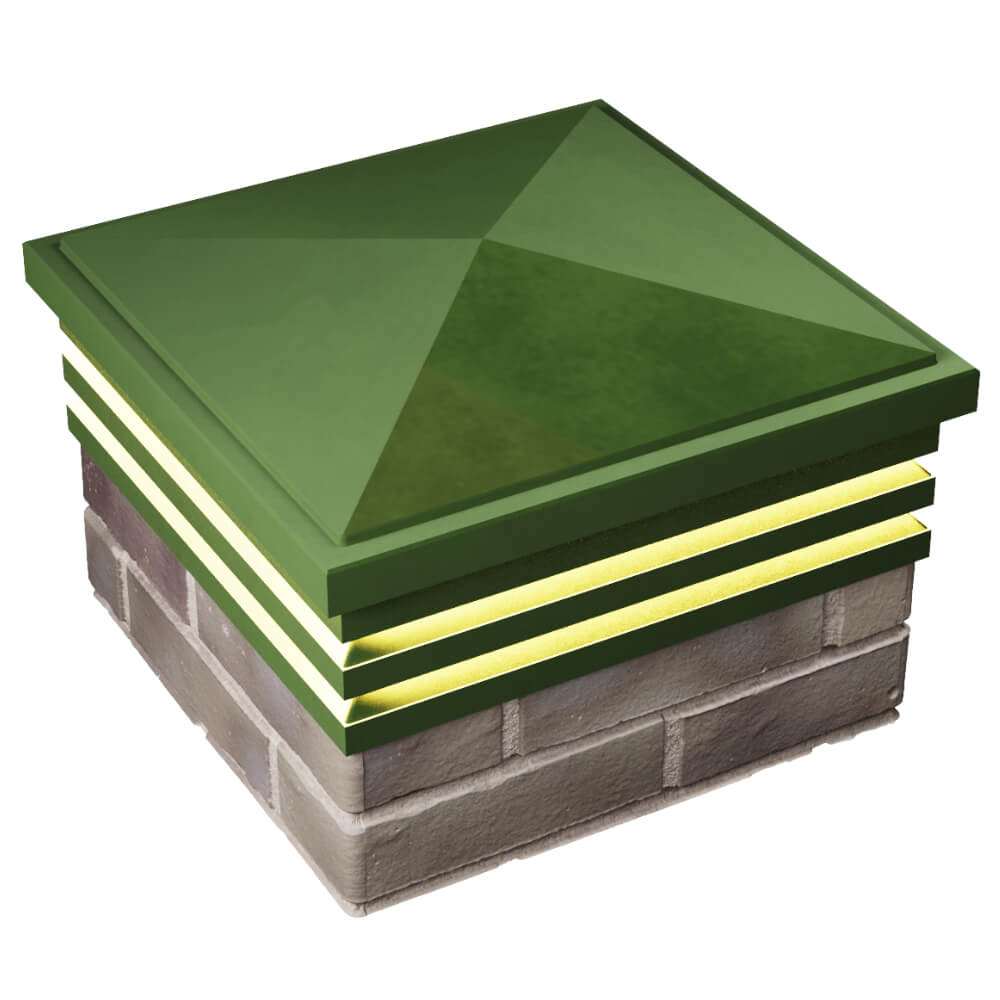 Колпак Zking Бона ХайТек Зеленый на столб 1.5х1.5 кирпича (385х385мм) с подсветкой в Чайковском фото