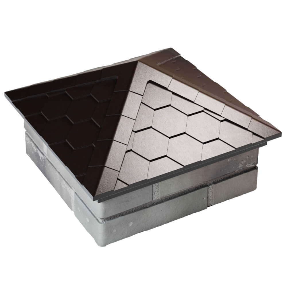 Колпак Zking Эверест Коричневый на столб 1.5х1.5 кирпича (390х390мм) в Чайковском фото