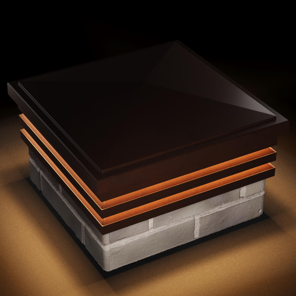 Колпак Zking Бона ХайТек Коричневый на столб 1.5х1.5 кирпича (385х385мм) с подсветкой в Чайковском фото