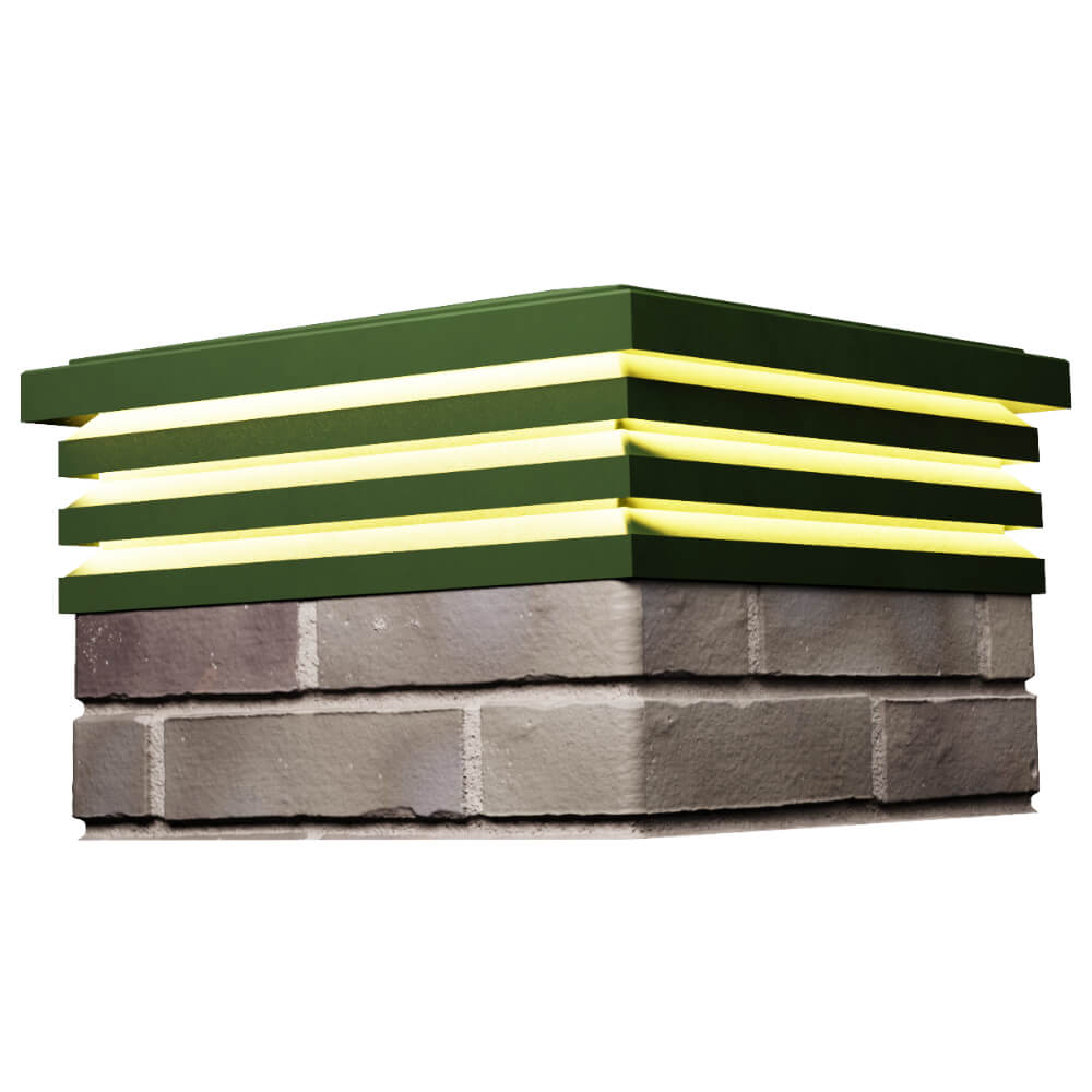 Колпак Zking Бона ХайТек Зеленый на столб 1.5х1.5 кирпича (385х385мм) с подсветкой в Чайковском фото