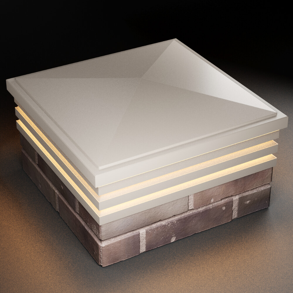 Колпак Zking Бона ХайТек Бежевый на столб 2х2 кирпича (513х513мм) с подсветкой в Чайковском фото