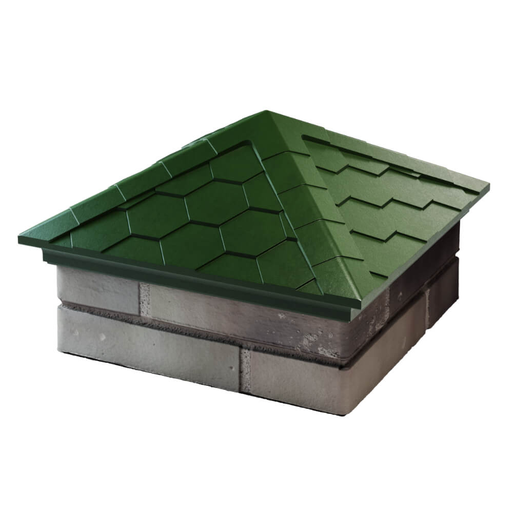 Колпак Zking Эверест Зеленый на столб 1.5х1.5 кирпича (390х390мм) в Чайковском фото