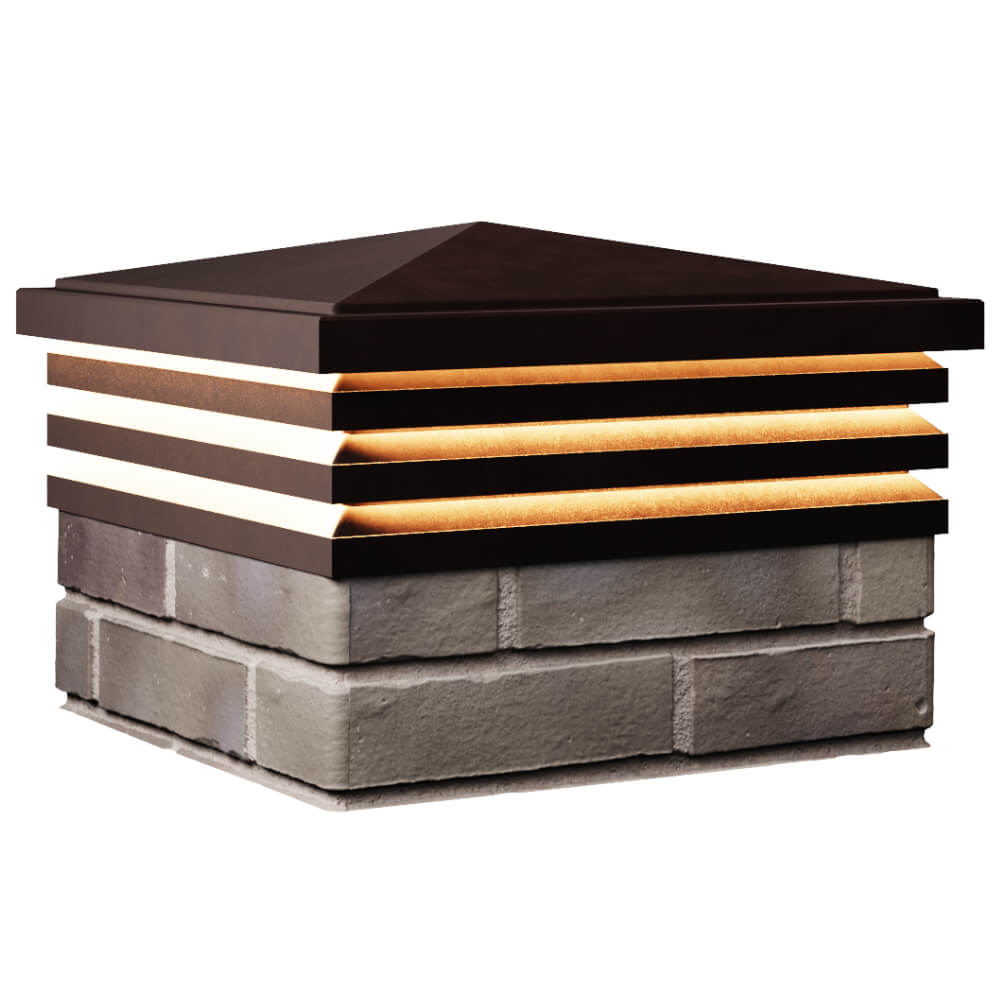 Колпак Zking Бона ХайТек Коричневый на столб 1.5х1.5 кирпича (385х385мм) с подсветкой в Чайковском фото