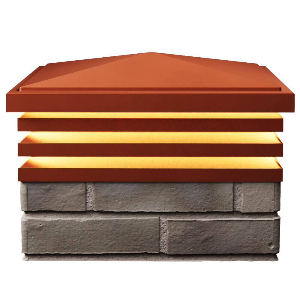 Колпак Zking Бона ХайТек Красный на столб 1.5х1.5 кирпича (385х385мм) с подсветкой в Чайковском фото