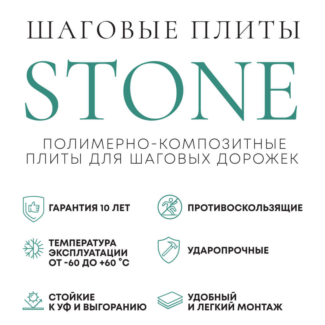 Шаговая плита STONE Светлая Галька 990х990х55мм в Чайковском фото