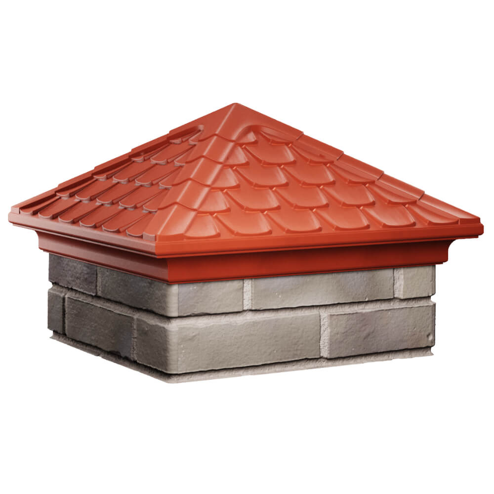 Колпак Zking Эльбрус Красный на столб 1.5х1.5 кирпича (385х385мм) в Чайковском фото