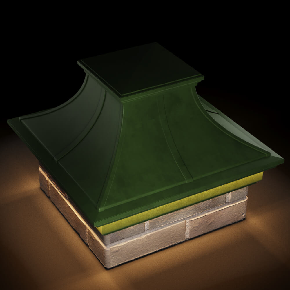 Колпак Zking Монблан Премиум Зеленый на столб 1.5х1.5 кирпича (385х385мм) с подсветкой в Чайковском фото