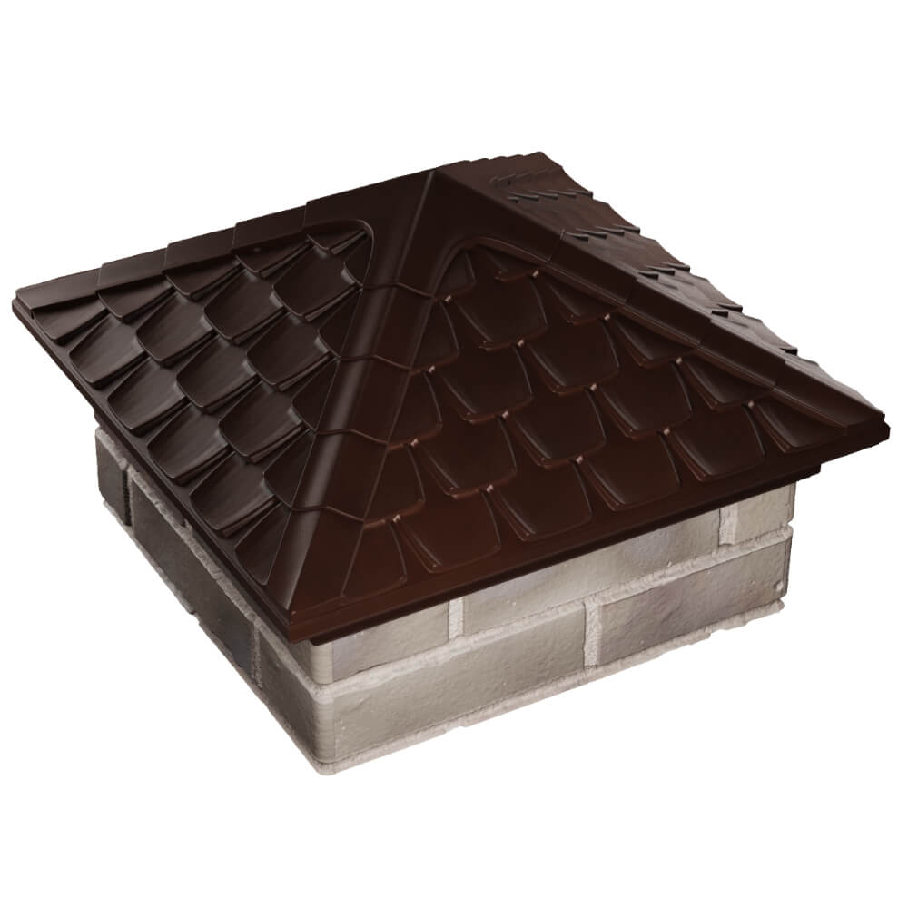 Колпак Zking Эльбрус Коричневый на столб 1.5х1.5 кирпича (385х385мм) в Чайковском фото