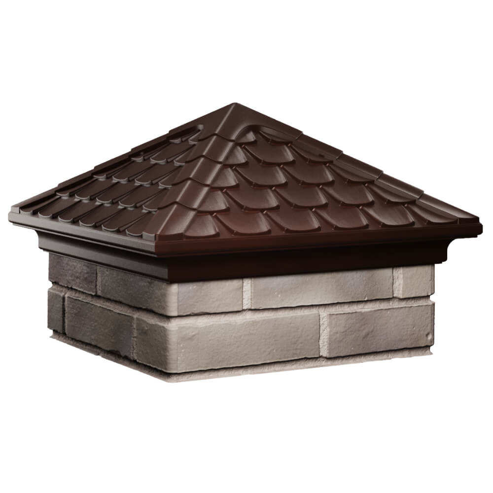 Колпак Zking Эльбрус Коричневый на столб 1.5х1.5 кирпича (385х385мм) в Чайковском фото
