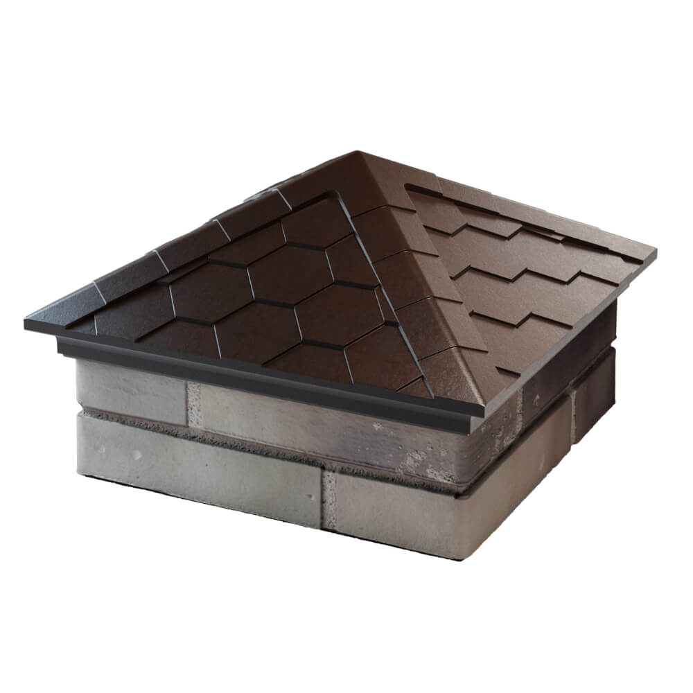 Колпак Zking Эверест Коричневый на столб 1.5х1.5 кирпича (390х390мм) в Чайковском фото