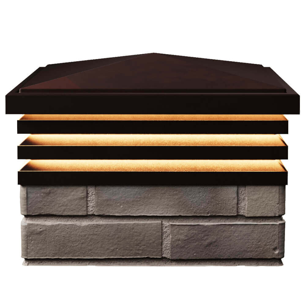 Колпак Zking Бона ХайТек Коричневый на столб 1.5х1.5 кирпича (385х385мм) с подсветкой в Чайковском фото